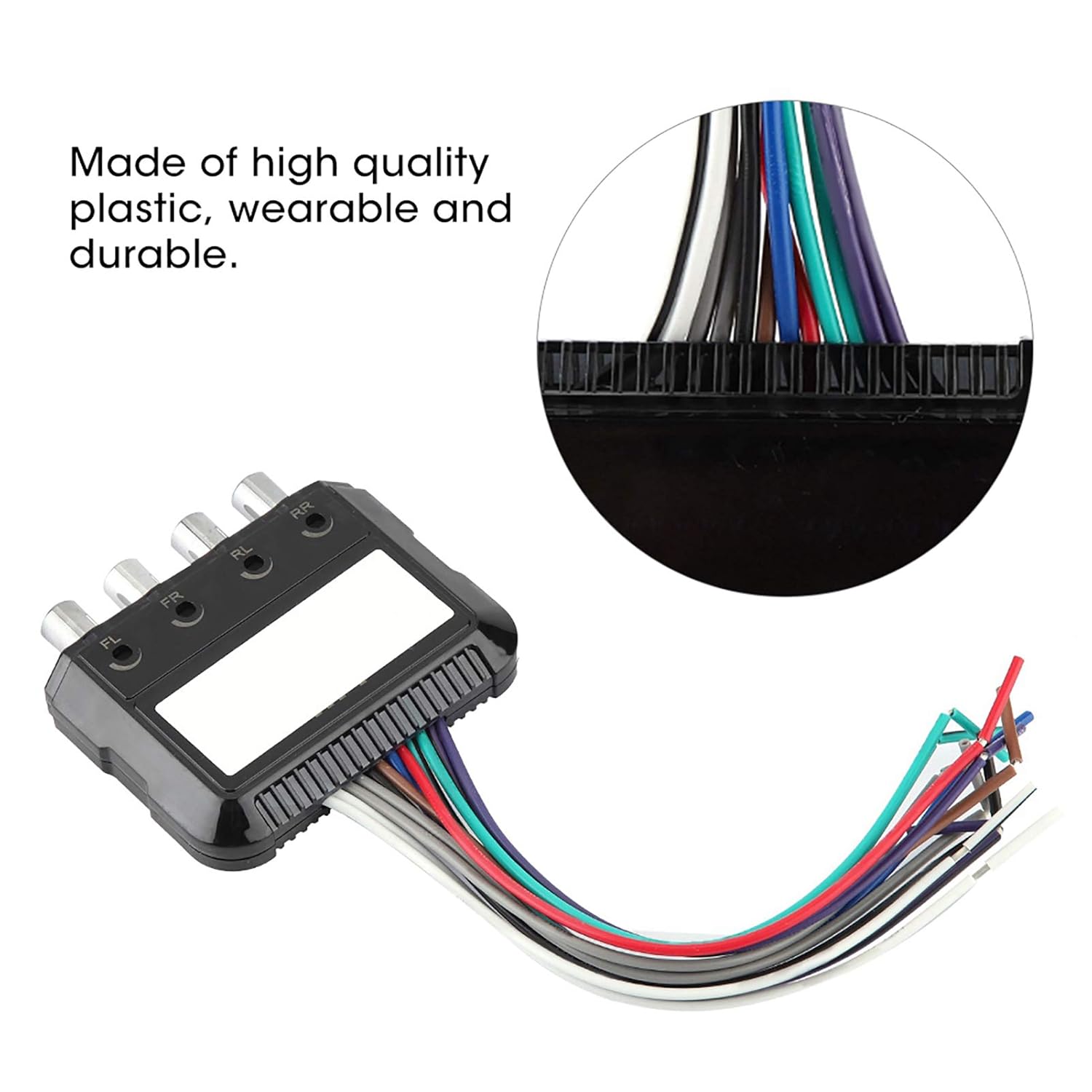 Car Stereo Audio Speak Signal Hi-Low Converter, 4-Channel Speaker Cable to RCA Adjustable Line Output Converter with Amplifier Remote Turn On Trigger