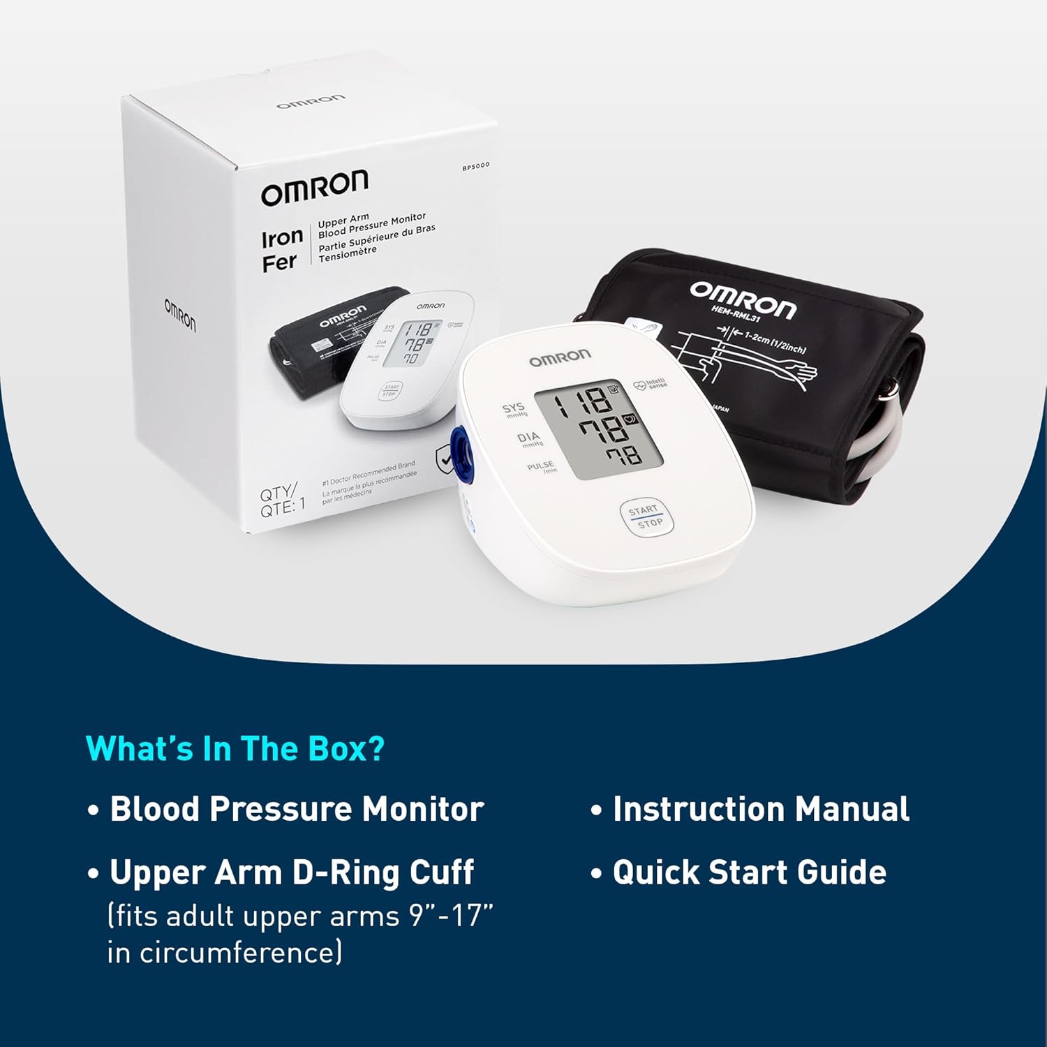 OMRON Iron Blood Pressure Monitor for Home Use & Upper Arm Blood Pressure Cuff - #1 Doctor & Pharmacist Recommended Brand - Clinically Validated - Image 5