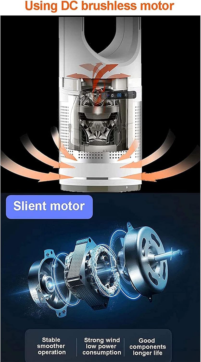 Bladeless Fan Cooler with Activated Carbon Air Filter Oscillating Quiet Cooling 80° Oscillating Air Circulator Fan with Remote Control for Home Officer Living Room