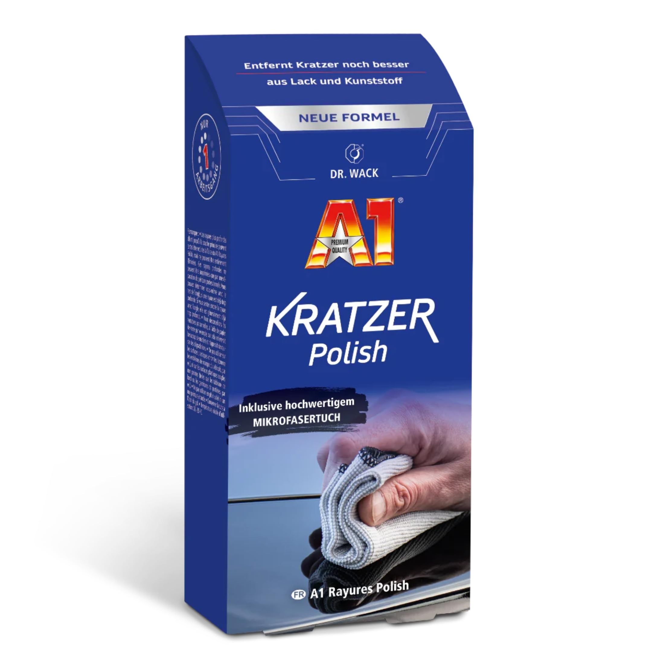 DR. WACK A1 Kratzer Polish 50 ml inkl. Mikrofasertuch - Kratzer-Entferner für Autos - Polierpaste für Lack & Kunststoff - Autopolitur für mehr Glanz - Hochwertige Autopflege