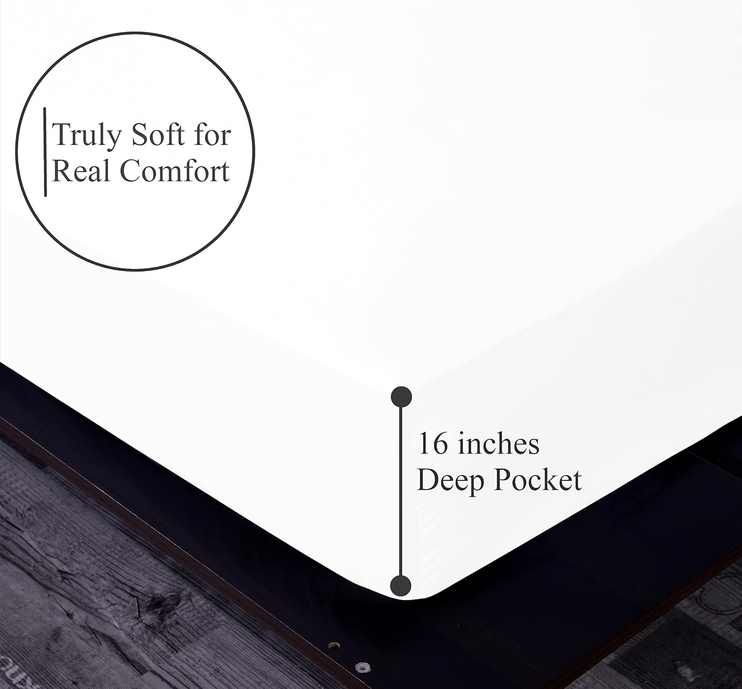 Deep Pocket Fitted Sheet - Fully Elastic - Super Soft - Easy Care & Easy Clean - Available in (White, King)