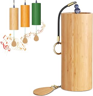 Wind Chimem, Bamboo Meditation Chimes for Outdoors Zen, Wind Bell for Home Decoration, Yoga Deep Sound Healing Instruments Chime (Log)