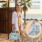 Double Handle Wet/Dry Travel Toiletry Bag with 4 Pcs Travel Size Bottles, Travel Toiletries Bag for Women & Men (Blue)