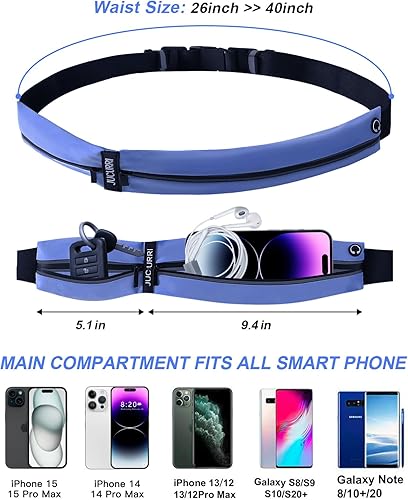 Miniatura 2 de Cinturón delgado para correr para mujeres y hombres, soporte impermeable para correr, cintura reflectante de 2 bolsillos para almacenar los