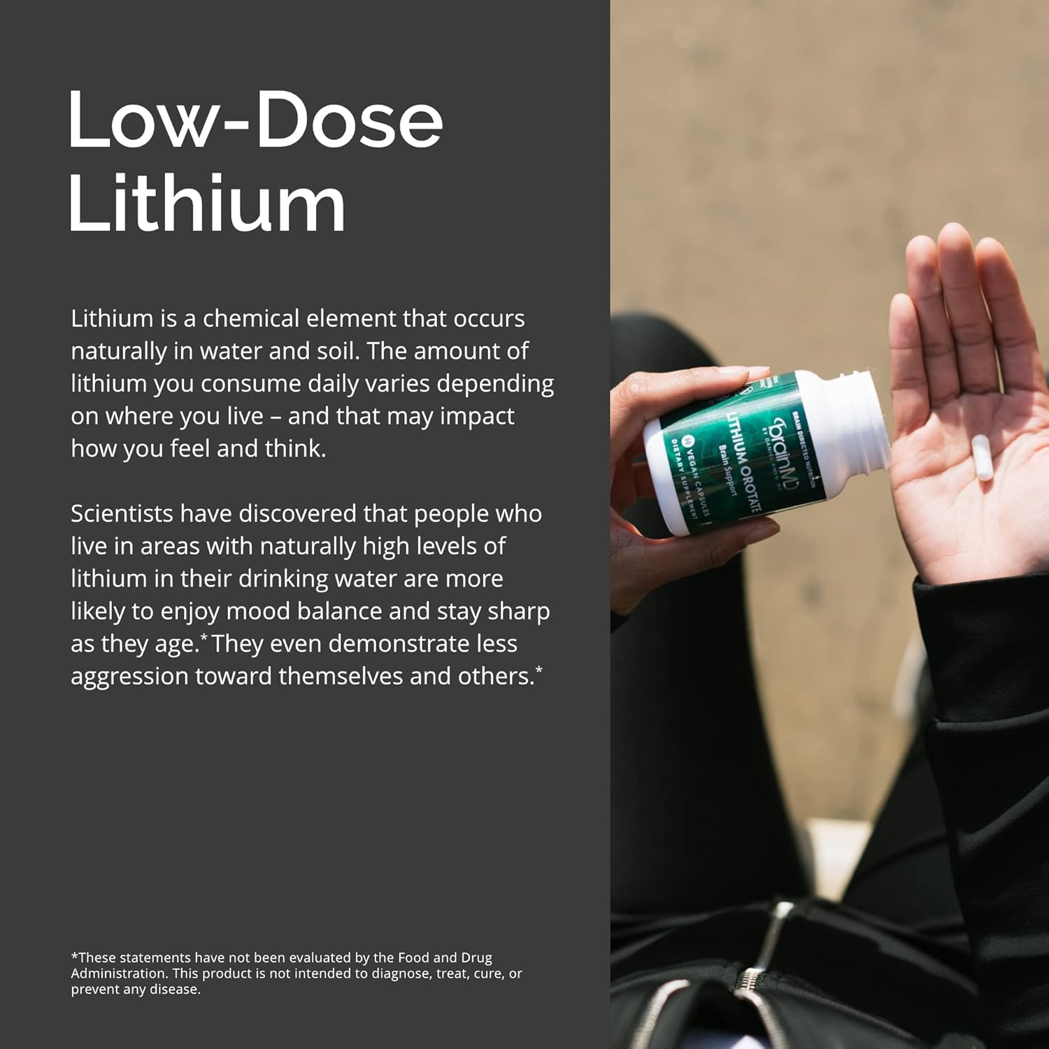 BRAINMD Dr Amen Lithium Orotate - 60 Capsules - Brain Support - Gluten Free - 60 Servings - Image 5