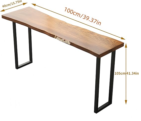 39 Inch Long Bar Table,Counter Height Table,Solid Wood Rectangular Pub Table, Rustic Industrial Style Bar Height Dining Table for Kitchen,Bistro,Restaurant,No Stools(Natural Wood)