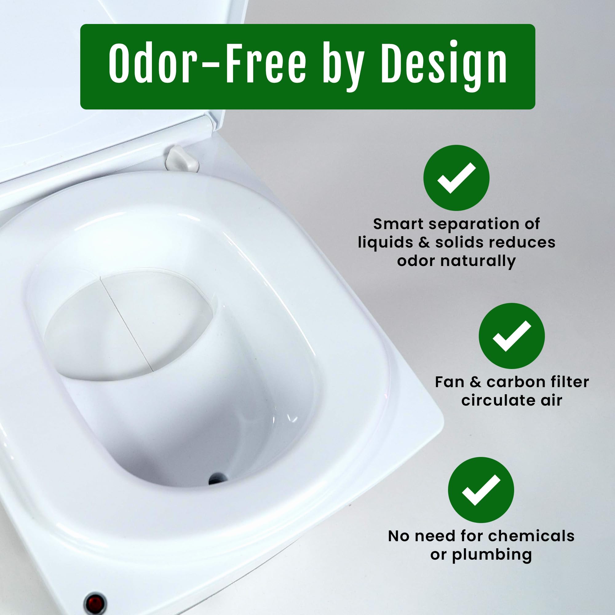 Cuddy Tragbare Komposttoilette | wasserlose Toilette für Camping, Wohnmobil & kleines Haus für Erwachsene und Kinder | intelligente LED-Anzeige, integrierter Kohlefilter und Ventilator |