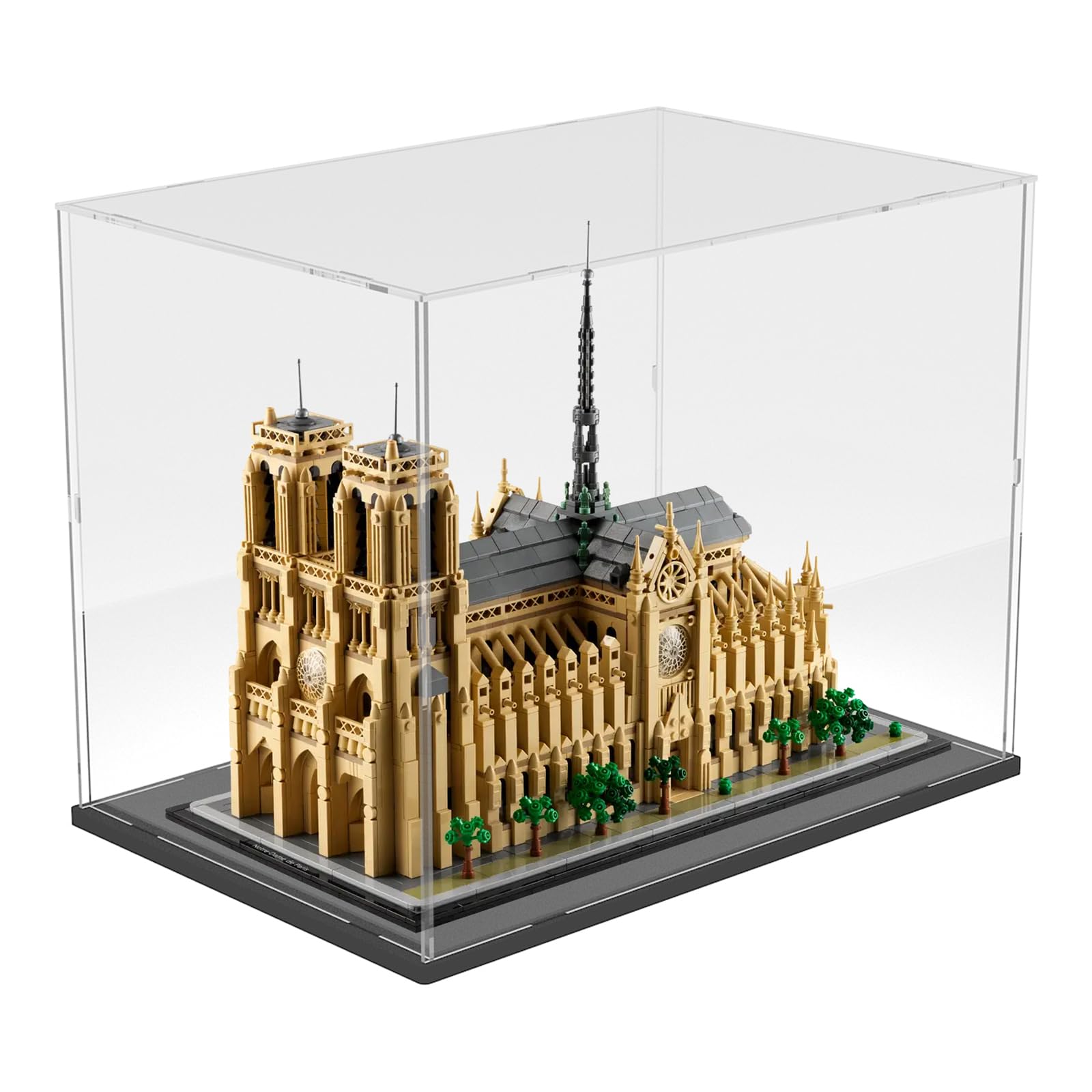 Choowin Acrylic Display Case for Lego Notre Dame 21061 for Lego Bowser 71411 X Mansion 76294 Natural History Museum 10326 Thickened Clear Display Cases for Collectibles Assemble Dustproof (Black Base)