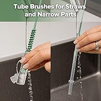 Vista 4 de Haakaa Juego de cepillos de limpieza 5 en 1 – Cepillo para biberones y limpiador de cepillo para biberones, limpieza integral multiusos de 360°