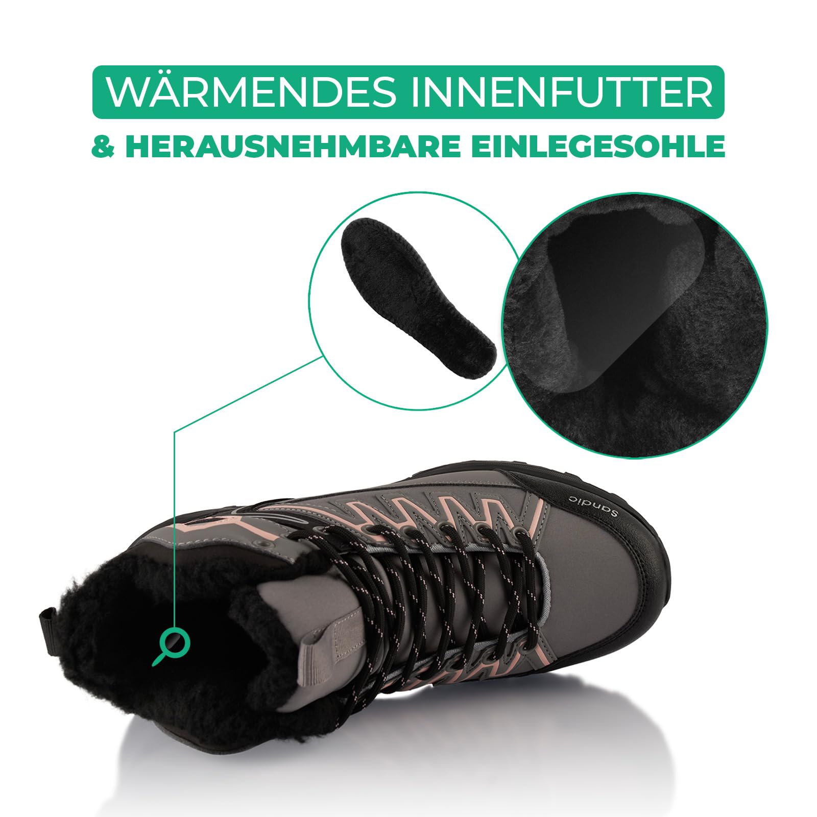 Fusskleidung® Damen Herren Winterstiefel Gefütterte Softshell Wanderschuhe