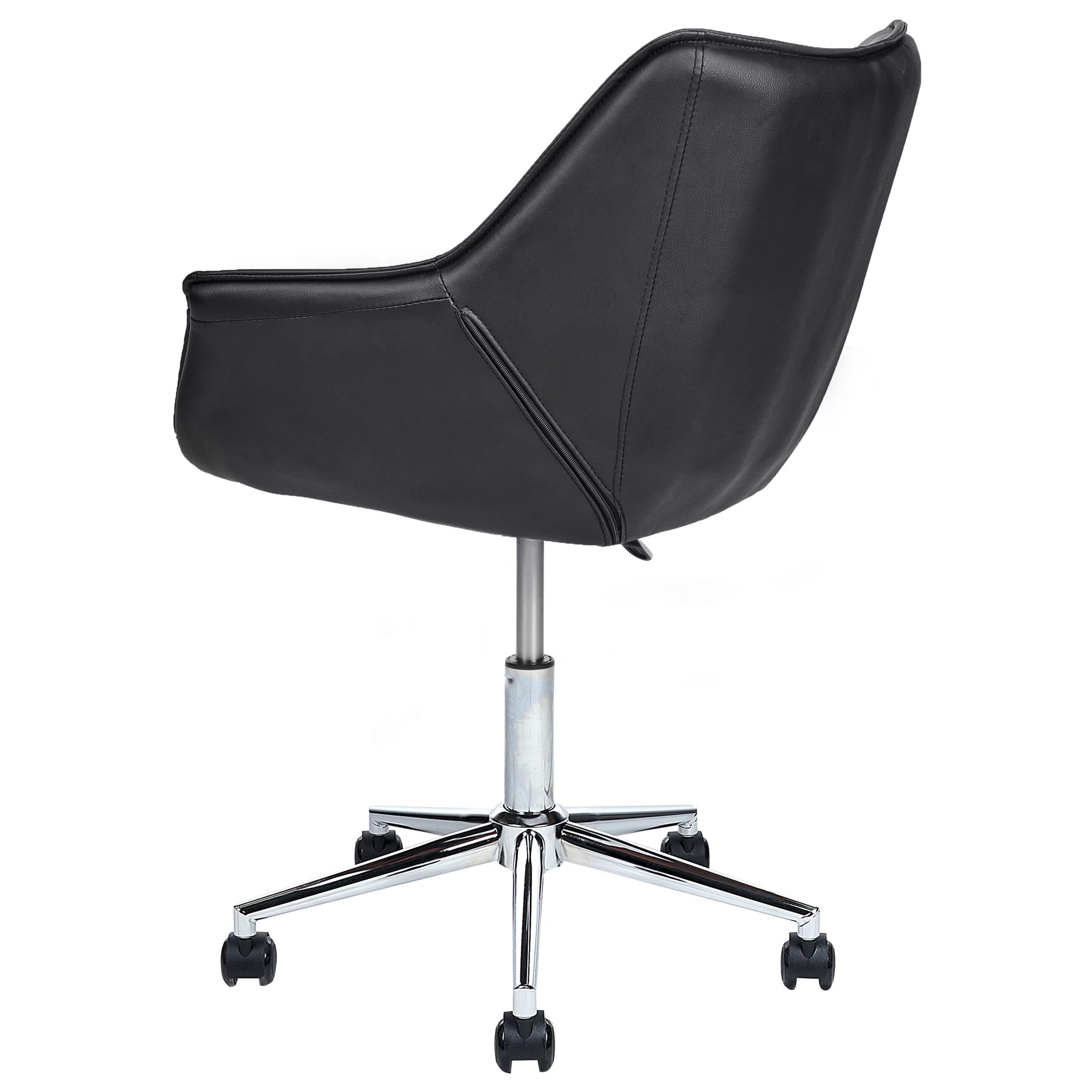 Beliani Élégant Fauteuil de Bureau Pivotant à Hauteur Réglable en Cuir PU Noir Newdale