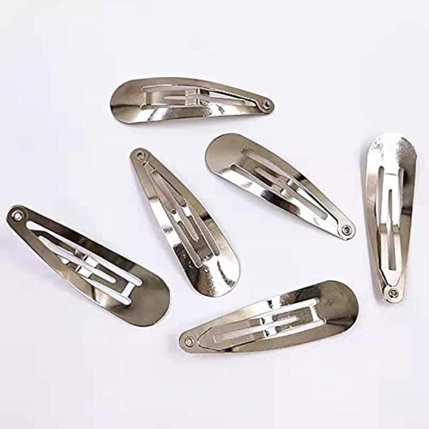 Anti-rust Metal Snap Hair Clips for Women | Non-Slip Barrettes for Girls | Reusable Classic Metal Clips for All Hair Types | 4.9 cm Hair Accessories, Silver, 150 pcs, 2 Pack