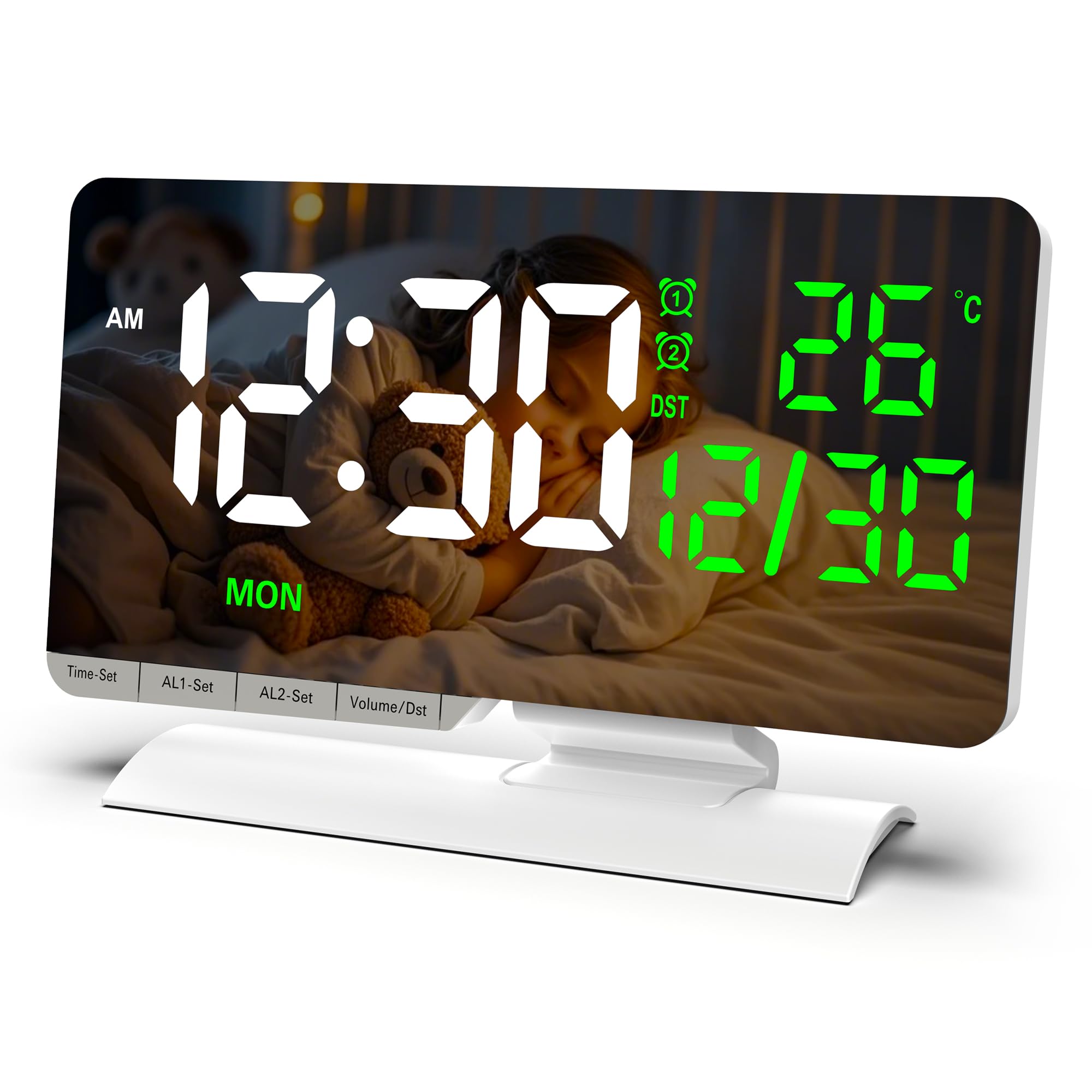 Reloj despertador digital con temperatura fecha y volumen ajustable modo 12 24h
