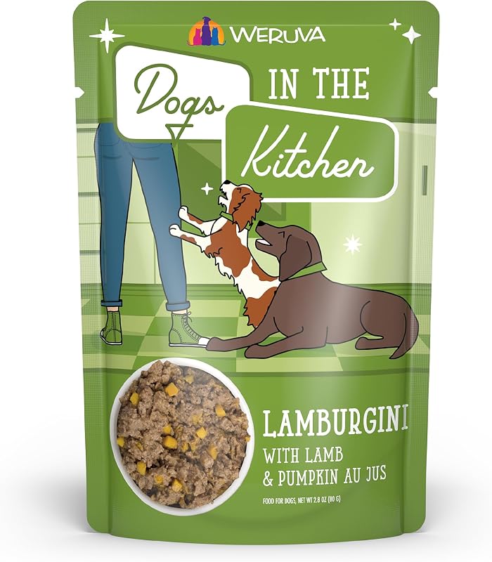 Ração Úmida para Cães Weruva Dogs in the Kitchen Lamburgini com Cordeiro, Cavala e Abóbora – Pacote com 12 Sachês de 80 g