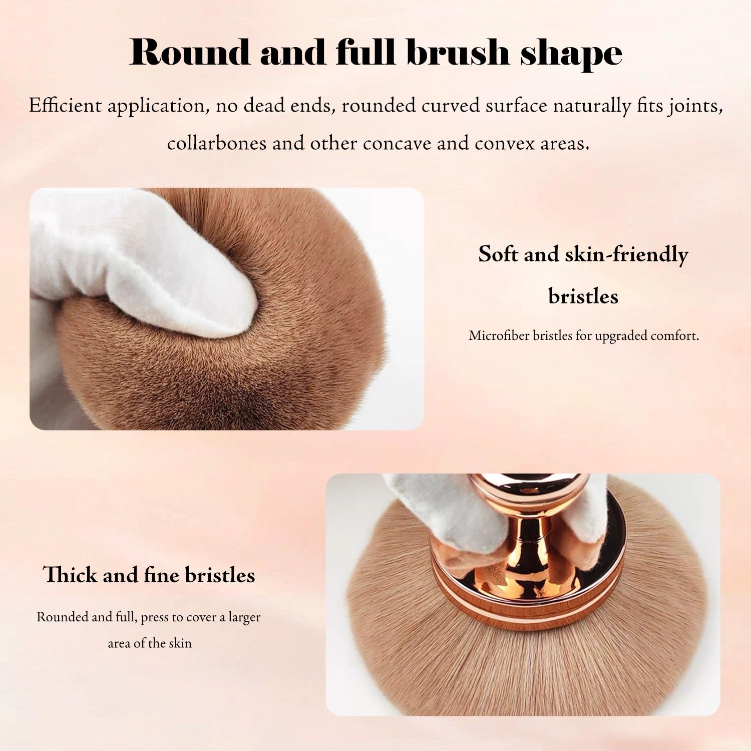 TORMEN Extra Large Body Makeup Brush – 74mm Kabuki Foundation Powder Brush for Face and Body Soft Synthetic Bristles (Rose Gold)