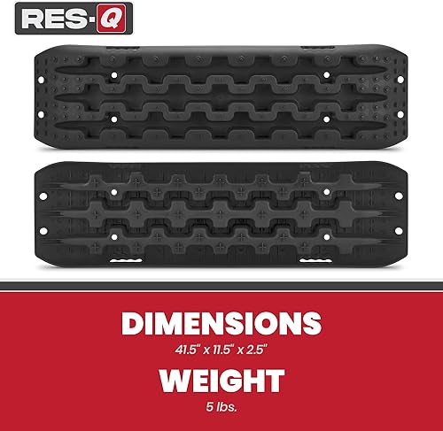 Miniatura 6 de RES-Q Tablas de recuperación de 42 pulgadas, color negro, se venden en pares, máxima tracción, patrón agresivo de banda de rodadura y tacos