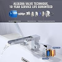 Vista 4 de Grifo de llenado de bañera romana en cascada, relleno de bañera de montaje en cubierta con boquilla giratoria de 360°, grifo de bañera de baño de 3