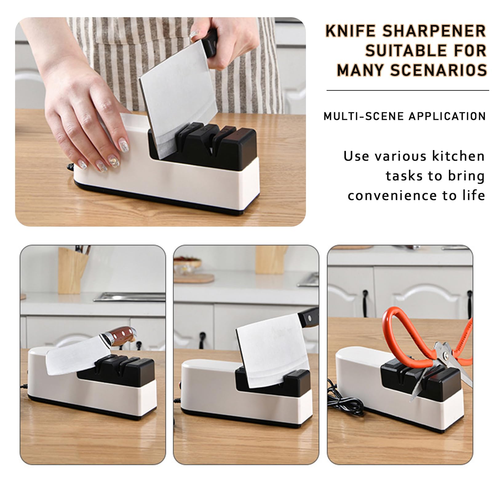 Affilacoltelli Elettrici 3 in 1 Affilacoltelli Elettrici Professionali Diamanti, Affila Coltello Elettrico Multifunzione Per Cucina, Affilatura Veloce e Sicuro, Facile Da Usare