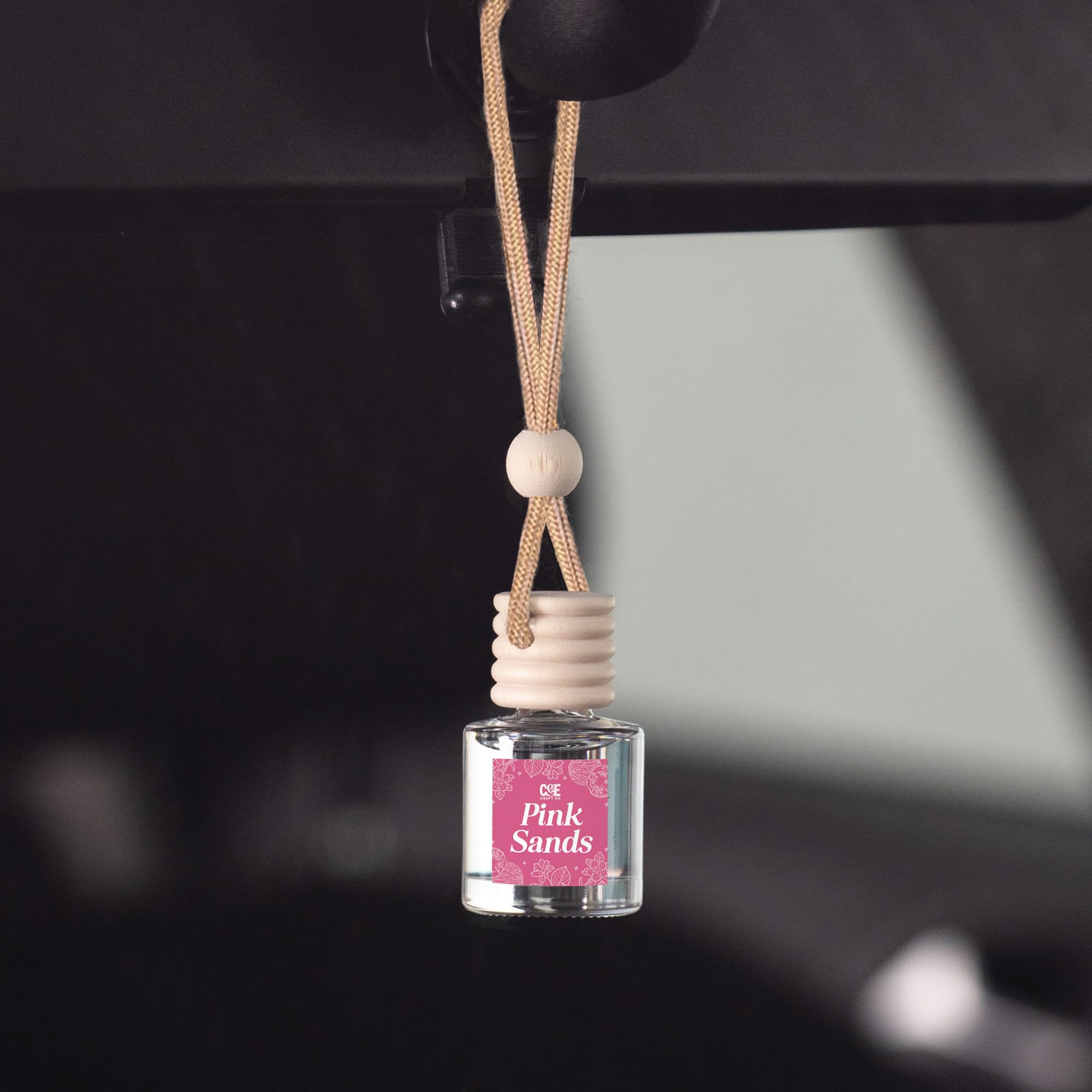 CANDE Craft Auto Luft Hängende Duftöl Diffuser, Auto Lufterfrischer Diffusor für ätherische Öle, Düfte Duft Aromatherapie Automobile Diffusor, Langlebig (Pink Sands)