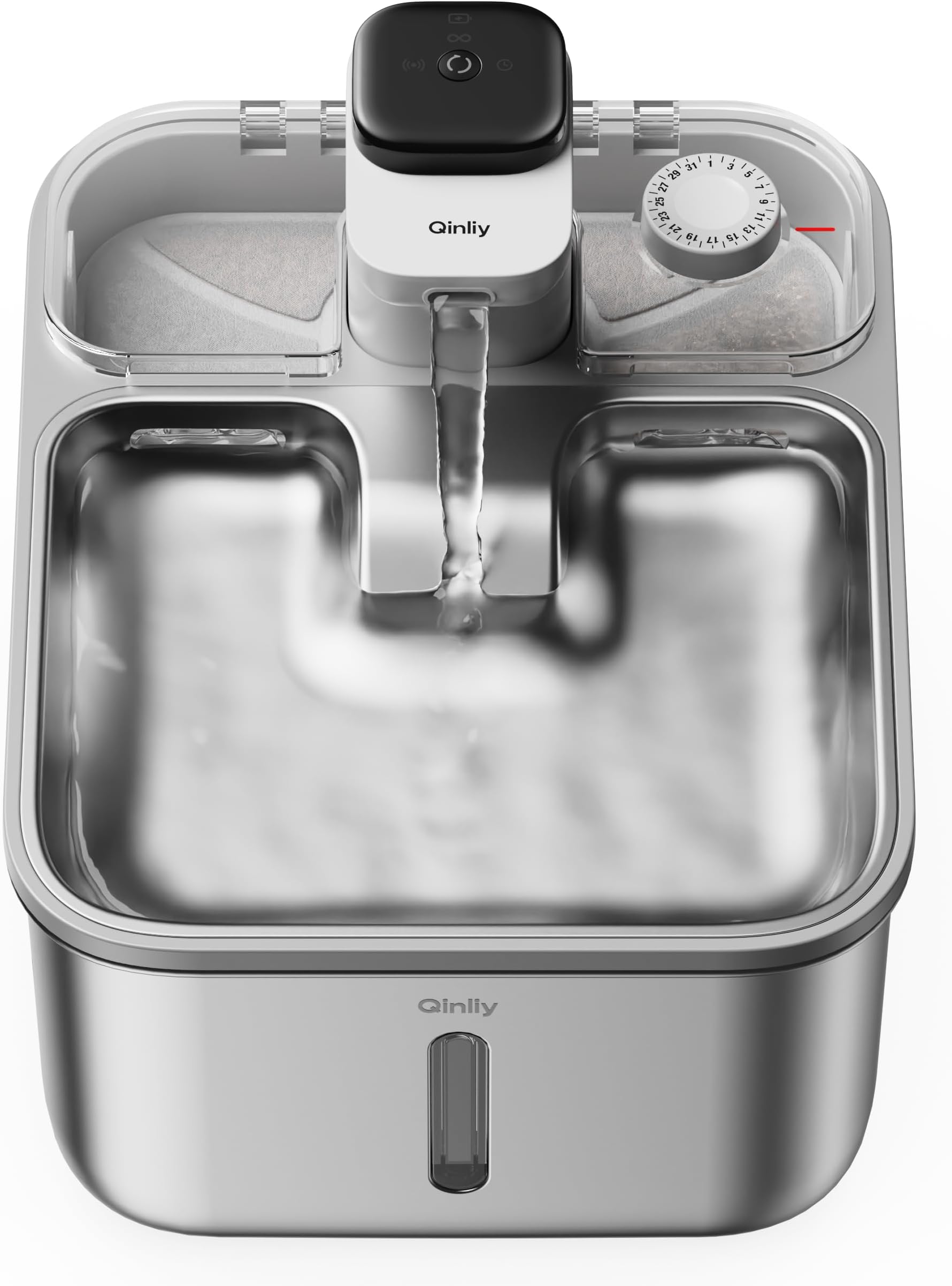 Stainless Steel Cat Water Fountain Wireless for Cats Indoor, Automatic Metal Dog