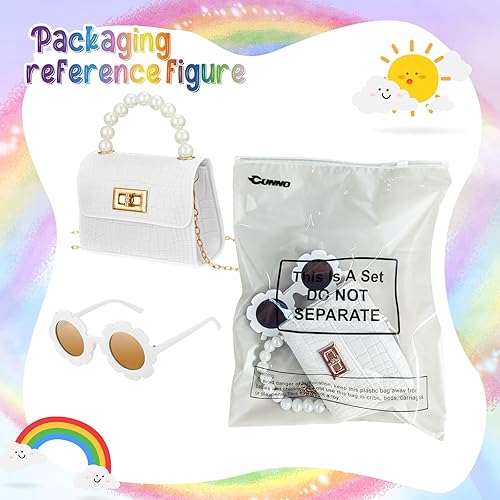 Vista 7 de Cunno Monedero pequeño para niñas pequeñas, lindo bolso cruzado con solapa de princesa con gafas de sol de flores