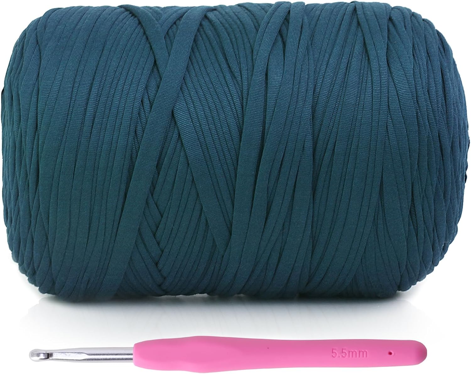 800G (228Yds) Tshirt Yarn for Crochet - T Shirt Yarn for Crocheting with Beginner Crochet Bags/Baskets/Coasters/DIY, T-Shirt Yarns with High Elastic Thick Yarns Polyester Fabric (Denim Blue)
