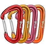 12KN Heavy Duty Carabiner Clips - Favofit 3.2\'\' Small Carbineers for Hiking Camping Hammocks Keys Keychains Dog Leashes - Ideal for Outdoor Enthusiasts (Red/Yellow/Pink/Orange)
