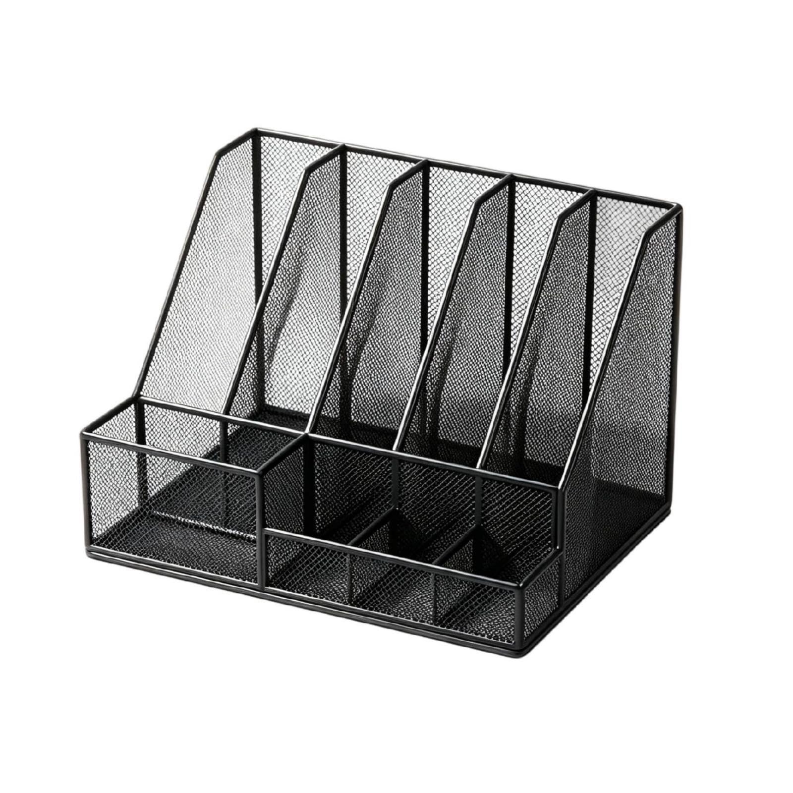 Vassoio Portadocumenti Multiuso, Nero | Verticale, Organizzatore in Rete metallo, Salvaspazio, Portadocumenti in Rete metallo, per Studio, Studenti