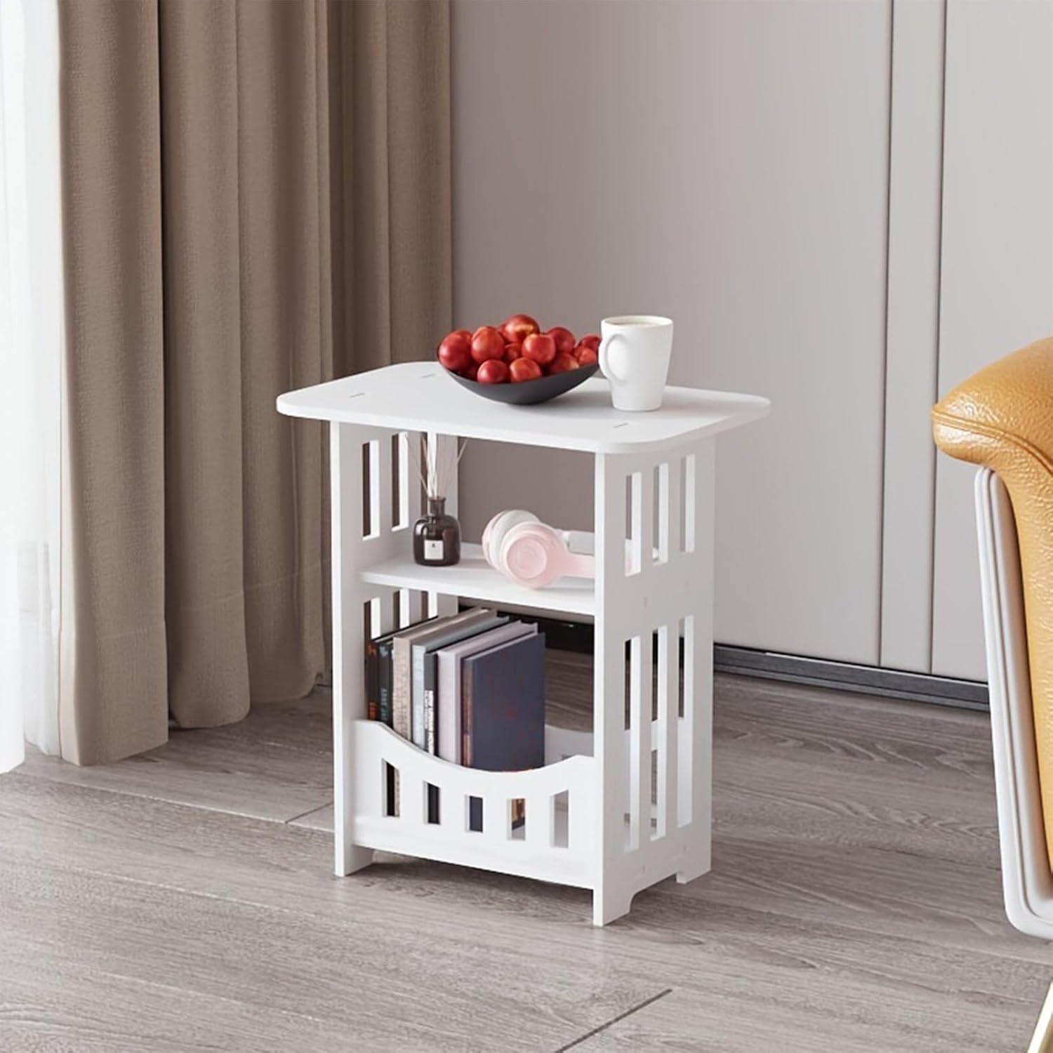Night Stand Bedside Table Mini White Nightstand with Two Layers of Storage Side Tables Bedroom Furniture Small End