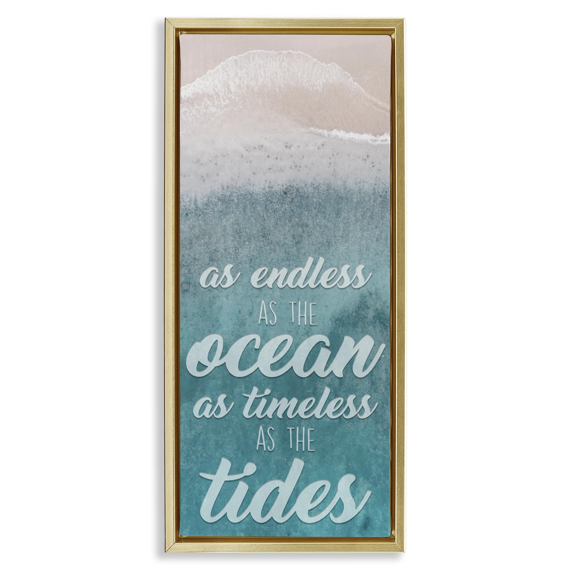 Stupell Industries Metallic Gold (Matte) 'Endless Ocean Timeless Tides'| Floating Frame Canvas Art