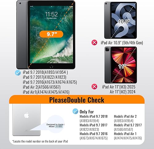 Miniatura 2 de avakot Protector de pantalla de privacidad para iPad 6 generación de 9.7 pulgadas, película de vidrio templado privado para iPad 5 generación de 9.7