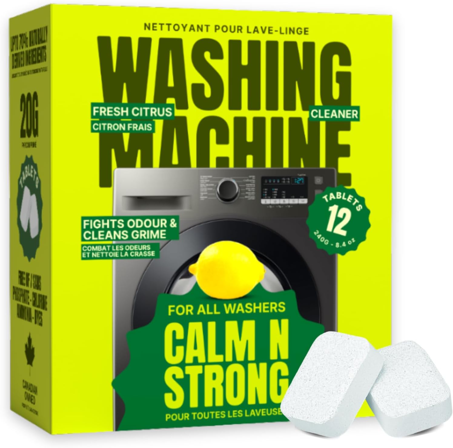 Washing Machine Cleaner 12 Tablet - Lemon Scented, 20gram Each Tablet