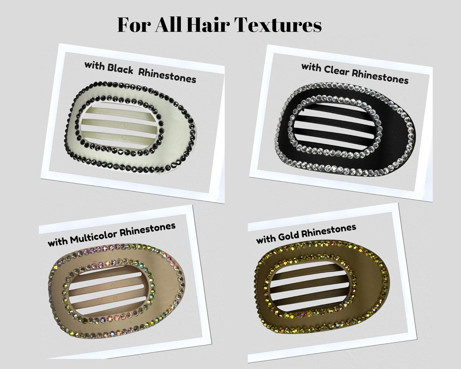 DeNob 4pcs Handcrafted Matte Rhinestone Flat Claw Clips – Luxury Gift Set for Her,Precision-Cut Glass Crystal Flat Lay Hair Clips,Non-Slip Driving-Friendly Clips,Secure Hold for Thick &Thin Hair SET B