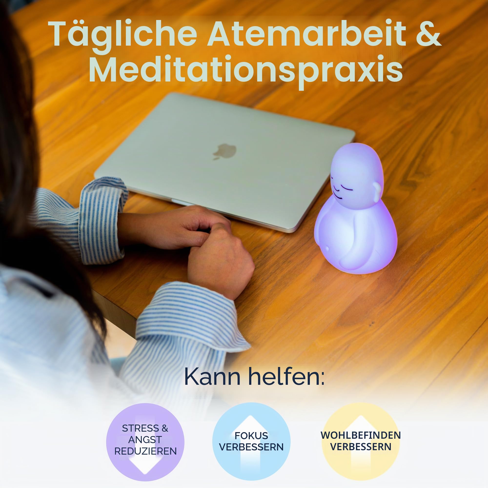 Mindsight "Breathing Buddha" geführtes visuelles Meditationswerkzeug für Achtsamkeit, verlangsamen Sie Ihre Atmung und beruhigen Sie Ihren Geist für Stress- und Angstlinderung, perfekt für Erwachsene