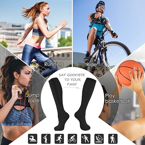 Miniatura 3 de Calcetines de compresión con cremallera, 2 pares de medias de compresión de 15-20 mmHg con punta cerrada para hombres y mujeres, ideales para