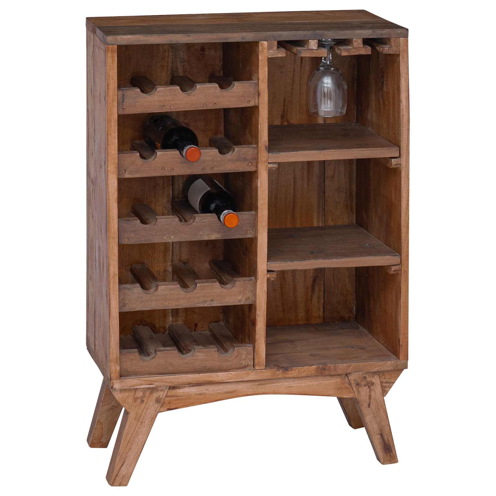 Portabottiglie in legno massiccio riciclato, 60 x 30 x 90 cm, stile rustico