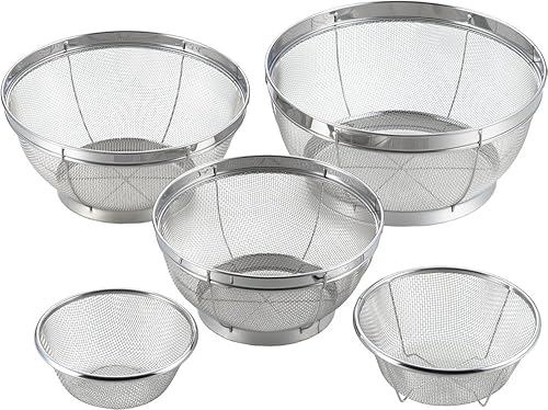Miniatura 5 de Yoshikawa YJ2108 Colander, Made in Japan, 6 pcs, Silver, 5.1, 6.5, 7.5, 7.5, 7.5, 7.5, 7.5, 8.7, 9.8 inches (13, 15, 16.5, 19, 22, 25 cm), Stainless