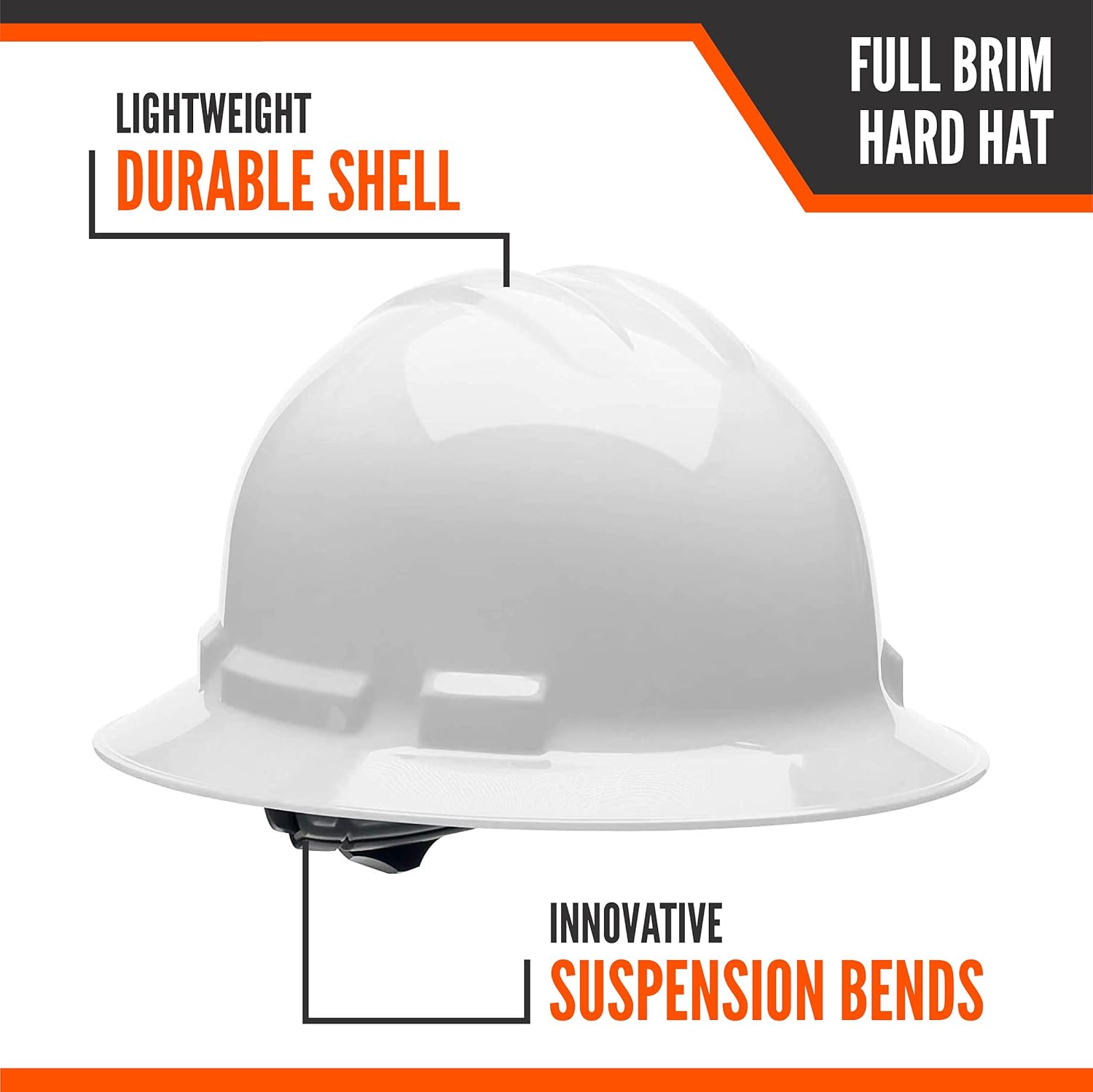 Malta Dynamics Full Brim Hard Hat – Construction and Safety Hard Hats for Men and Women, 4 Pt. Ratchet System, OSHA & ANSI Compliant, Made in the USA