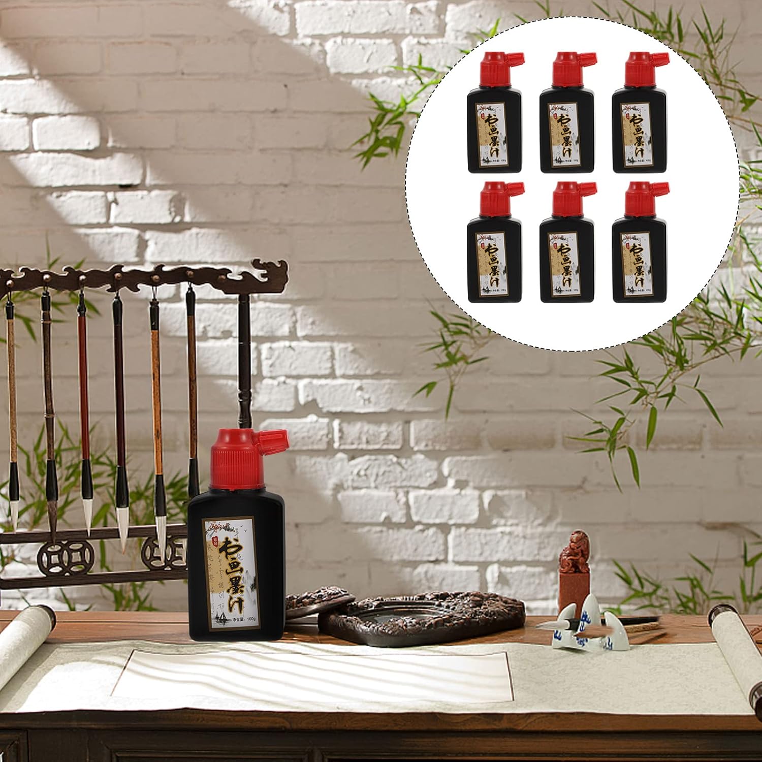 Uonlytech 6pcs Chinese Calligraphy Ink for Each for Home Office Supplies for Greeting Cards and Invitations Easy Absorption Non-Peeling Color