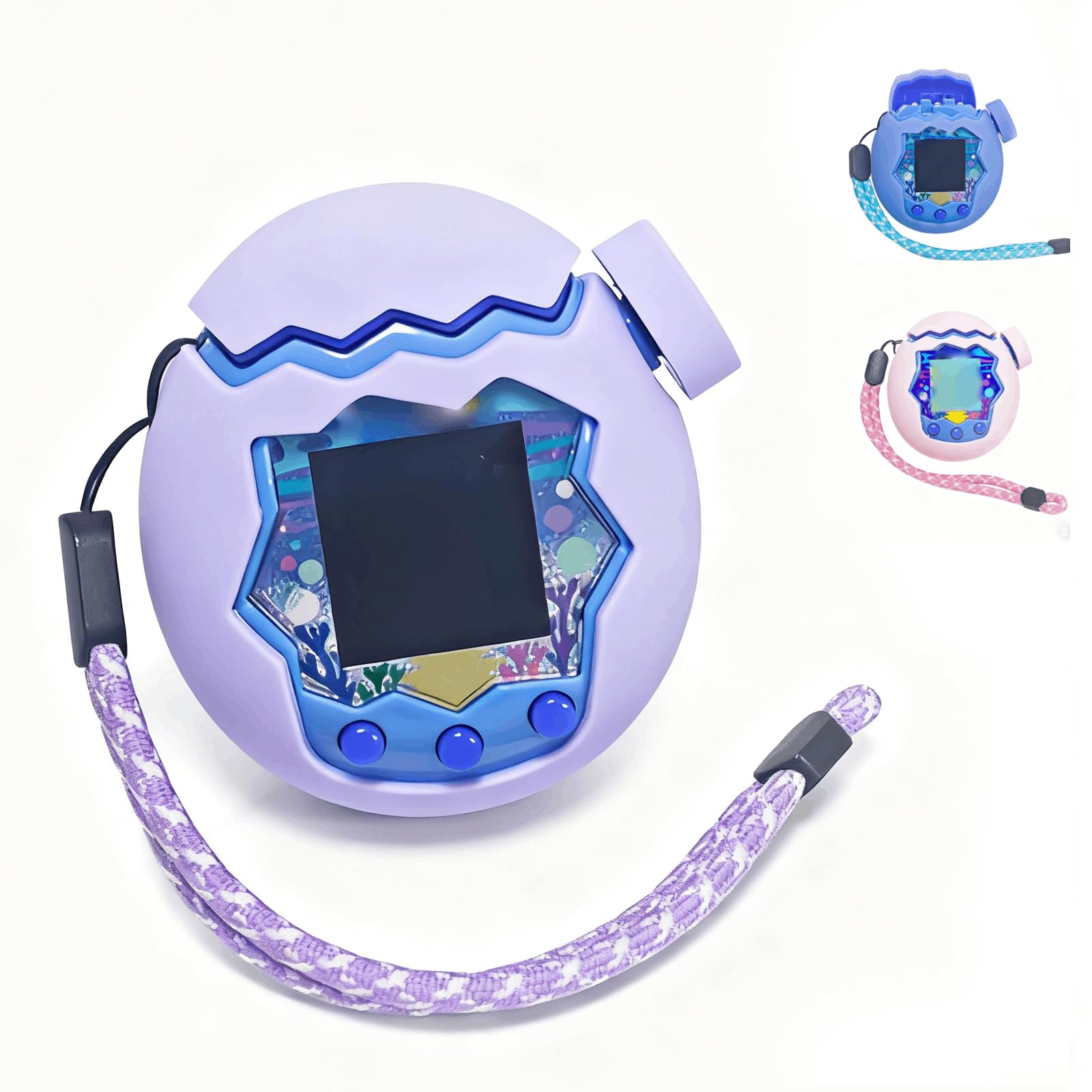 for Tamagotchi Paradise Case, Silicone Shell Cover with Lanyard & Keycap, Shockproof Full Protection for Tamagotchi Paradise Electronic Pet (purple 1pcs)