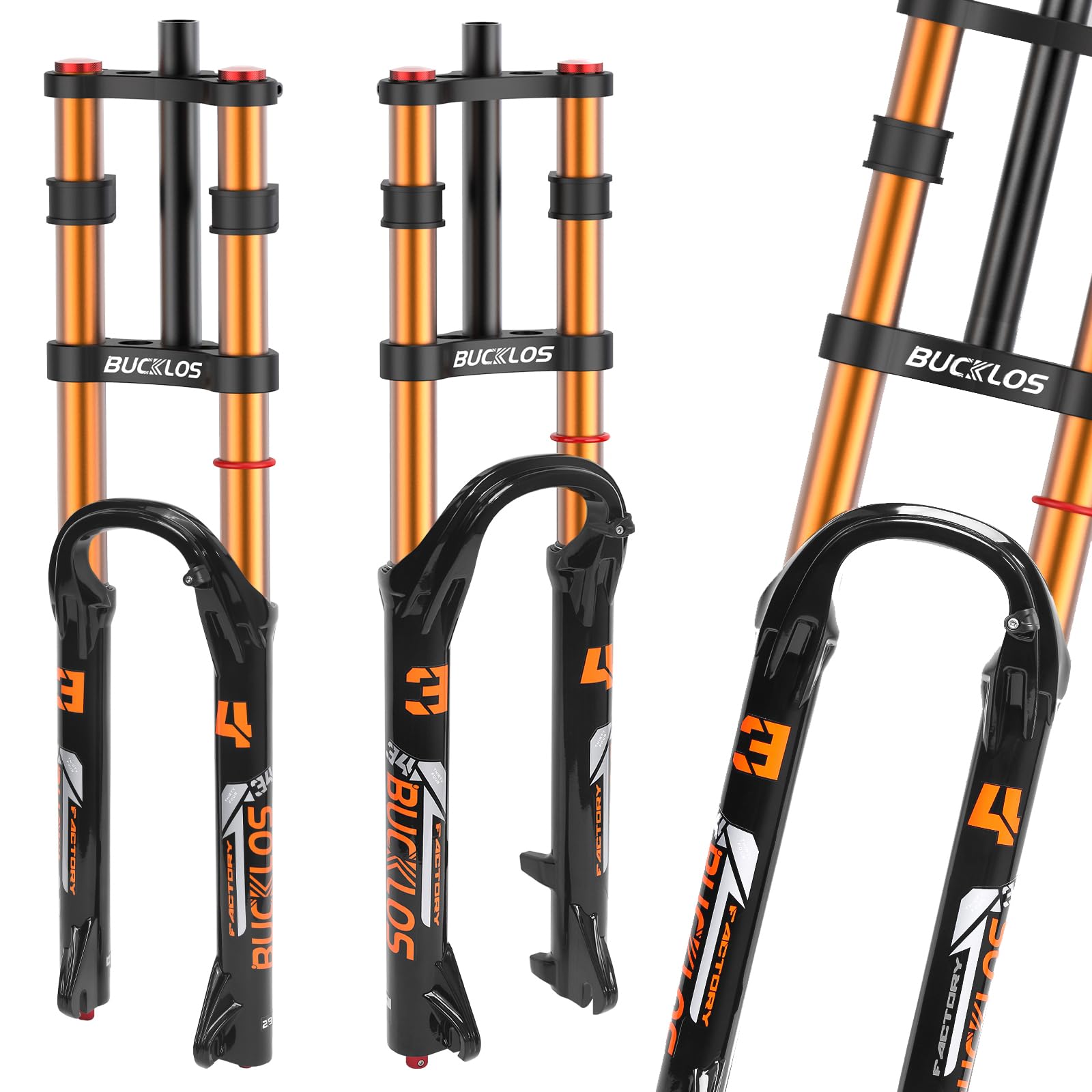 AEYINO 27.5" Air Suspension Fork MTB 180mm Travel, Rebound Adjust Manual Lockout, Double Crown Mountain Bike 34mm Stanchion 1-1/8" Threadless Straight Tube 9 * 100mm QR XC AM Bicycle Front Fork