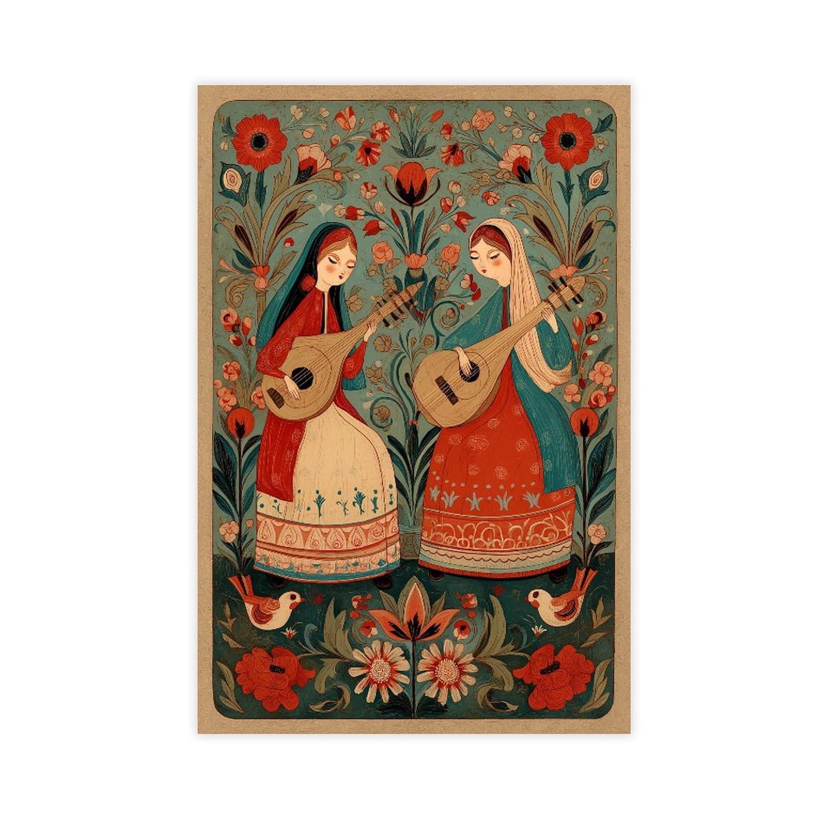 MRYCQ Folk Art Music Poster Canvas Poster for Bedroom Decor Gift