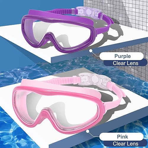Miniatura 2 de LOEO Gafas de natación para adultos, paquete de 2 gafas de natación de visión amplia para hombres, mujeres, jóvenes y adolescentes, gafas de