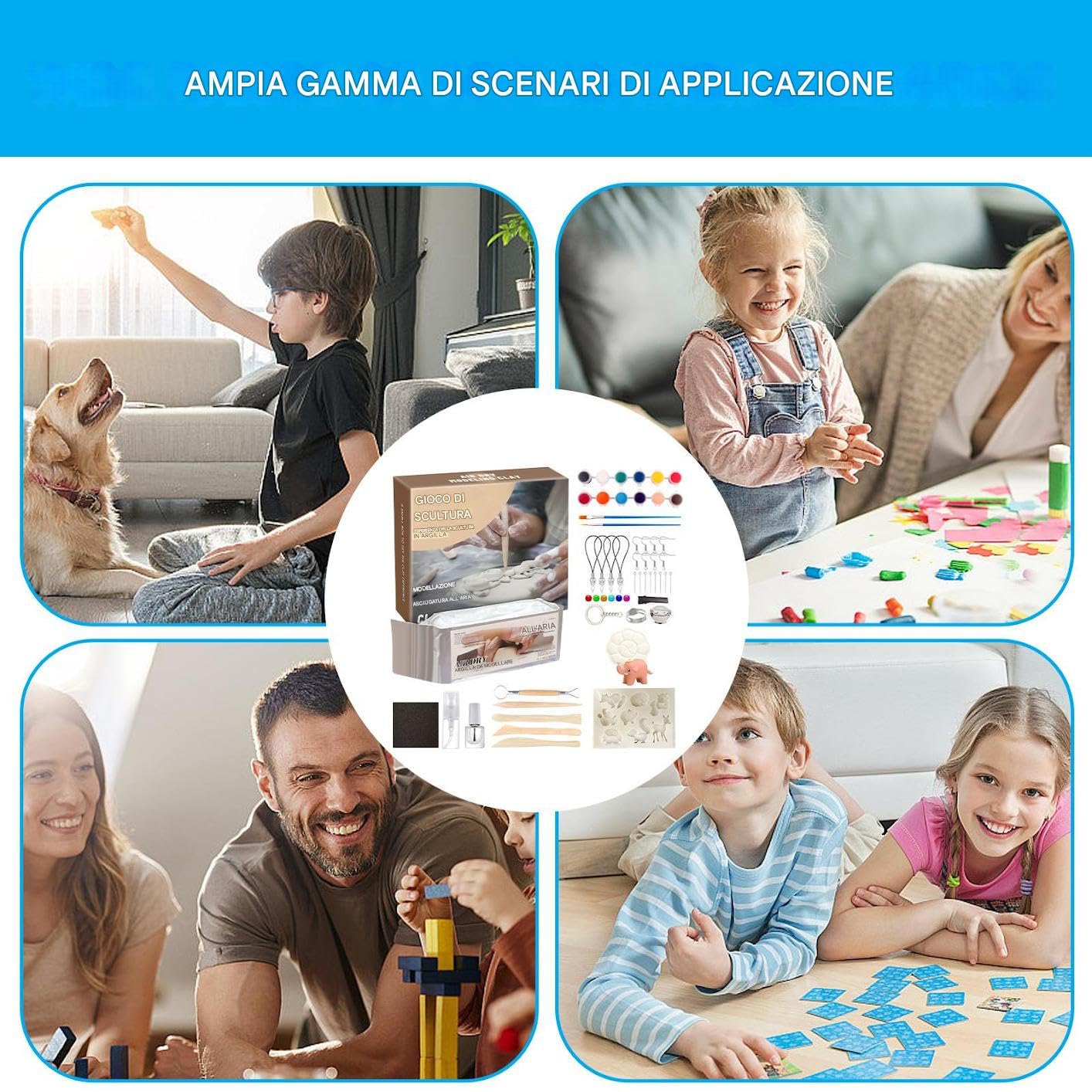 Plastilina Para Niños Arcilla Secado al Aire Segura y Suave con 12 Colores | Materiales para Cerámica y Manualidades Escolares y Regalos San Valentín Cumpleaños Navidad Aula