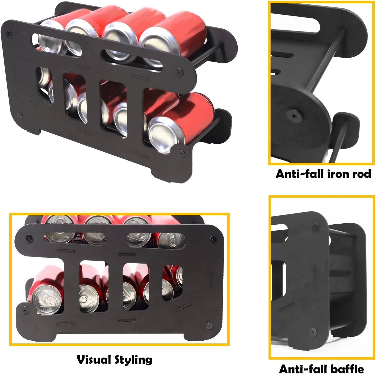 OYEFLY Wood Can Dispenser Rack (Black 4Pcs)