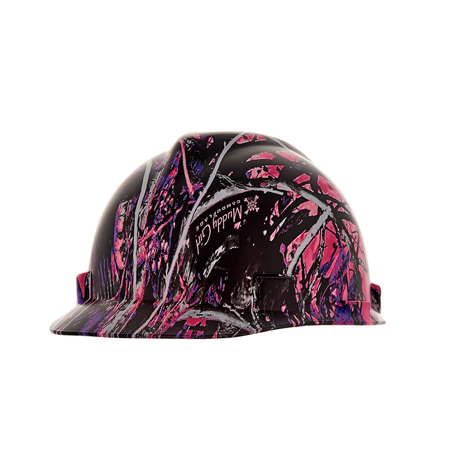 MSA 10204770 Hydro Dip V-Gard Cap Style Safety Hard Hat with Fas-Trac III Ratchet Suspension | Polyethylene Shell, Self Adjusting Crown Straps - Standard Size in Muddy Girl