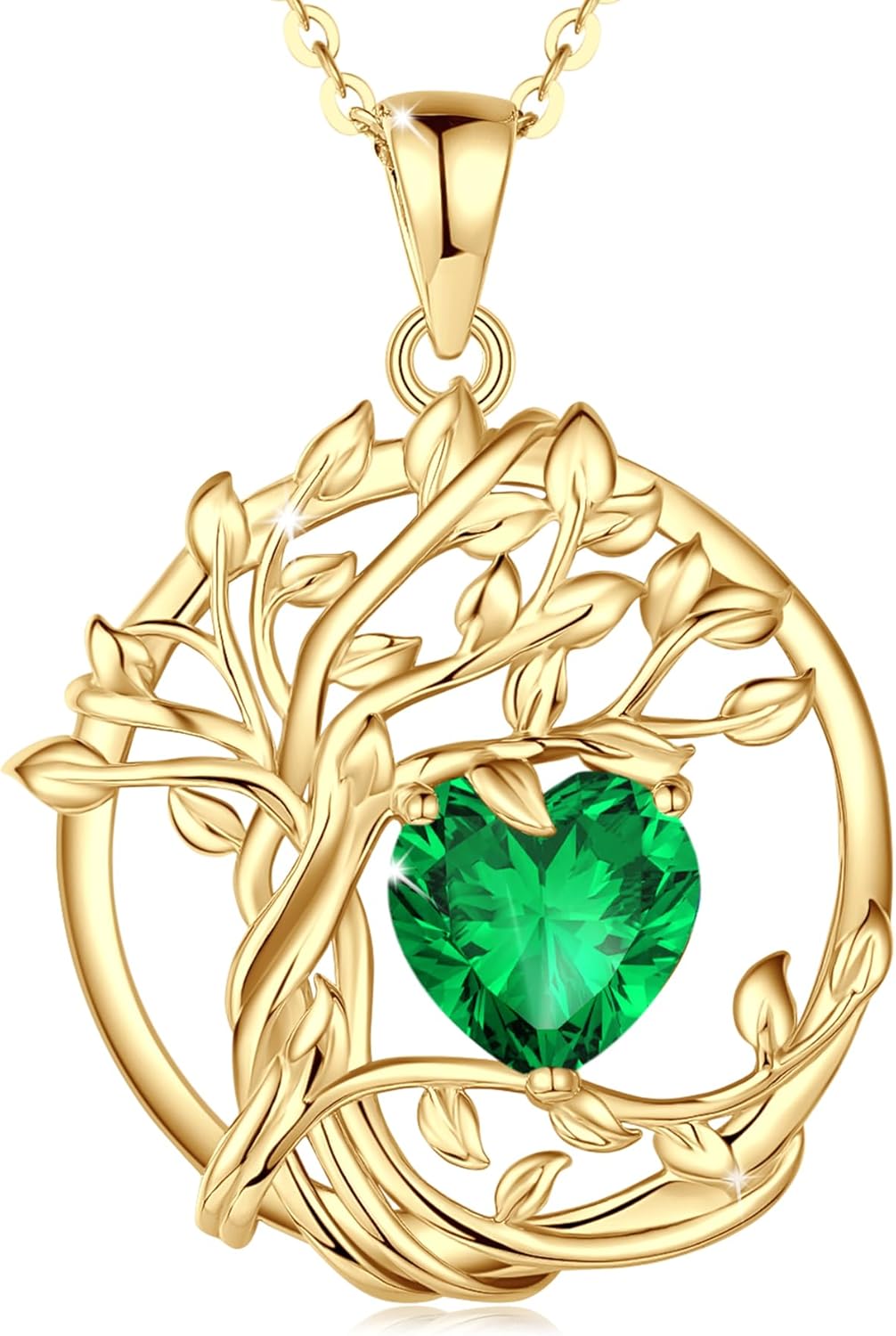 FANCIME Tree of life Birthstone necklace Sterling Silver Pendant Birthstone Necklace Gemstone Anniversary Birthday Jewelry Mothers Day Gifts for Mom Her Wife