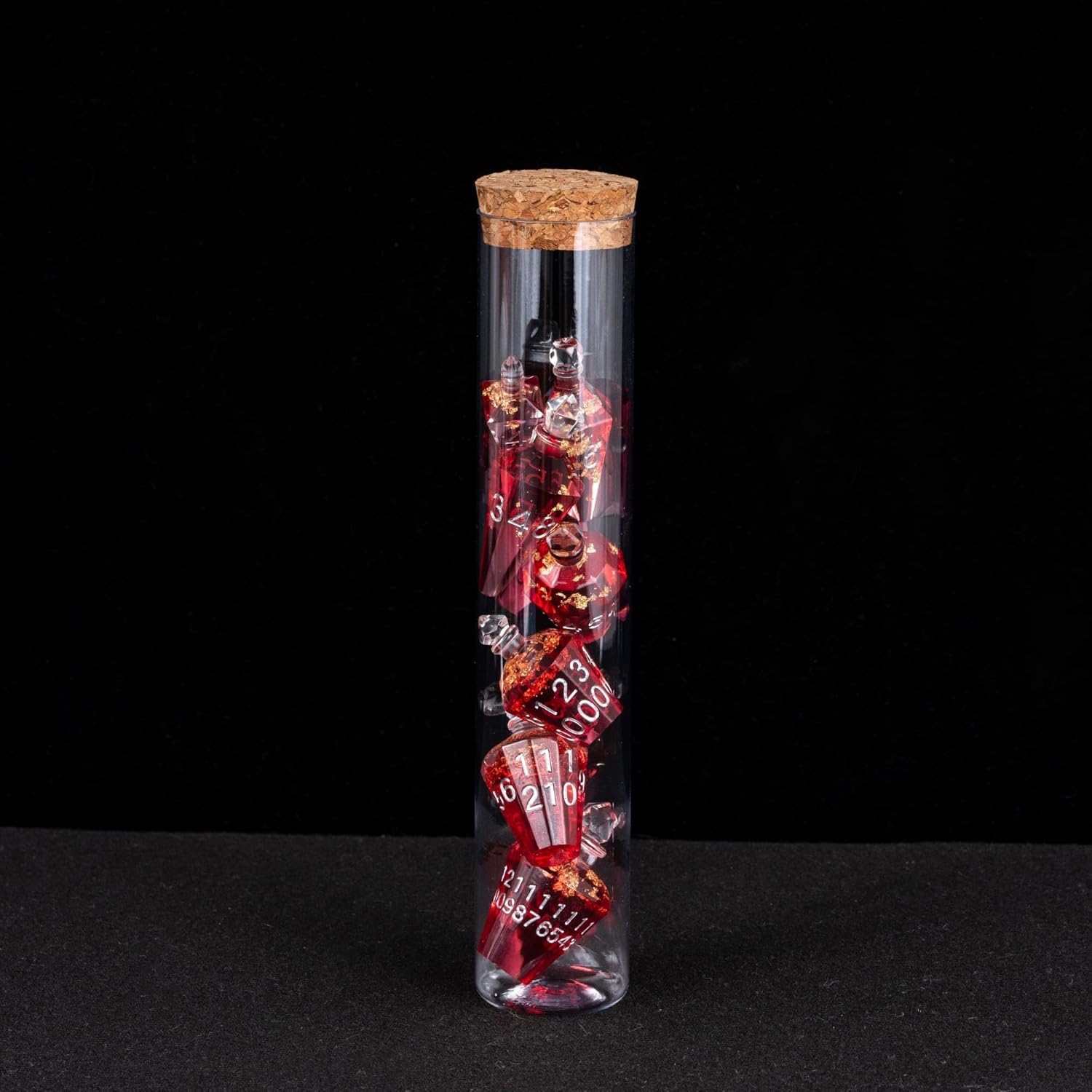 7PCS Potion DND Dice Set,Transparent Sharp Edge Die Set D&D RPG Polyhedral Dice,for Dungeons and Dragons TTRPG Games Roleplaying Games.(Red with Gold Foil)