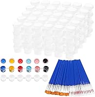 Vista 1 de Draupnir 20 tiras de 120 macetas vacías con tapa, mini recipientes de almacenamiento transparentes y 40 pinceles de pintura, suministros