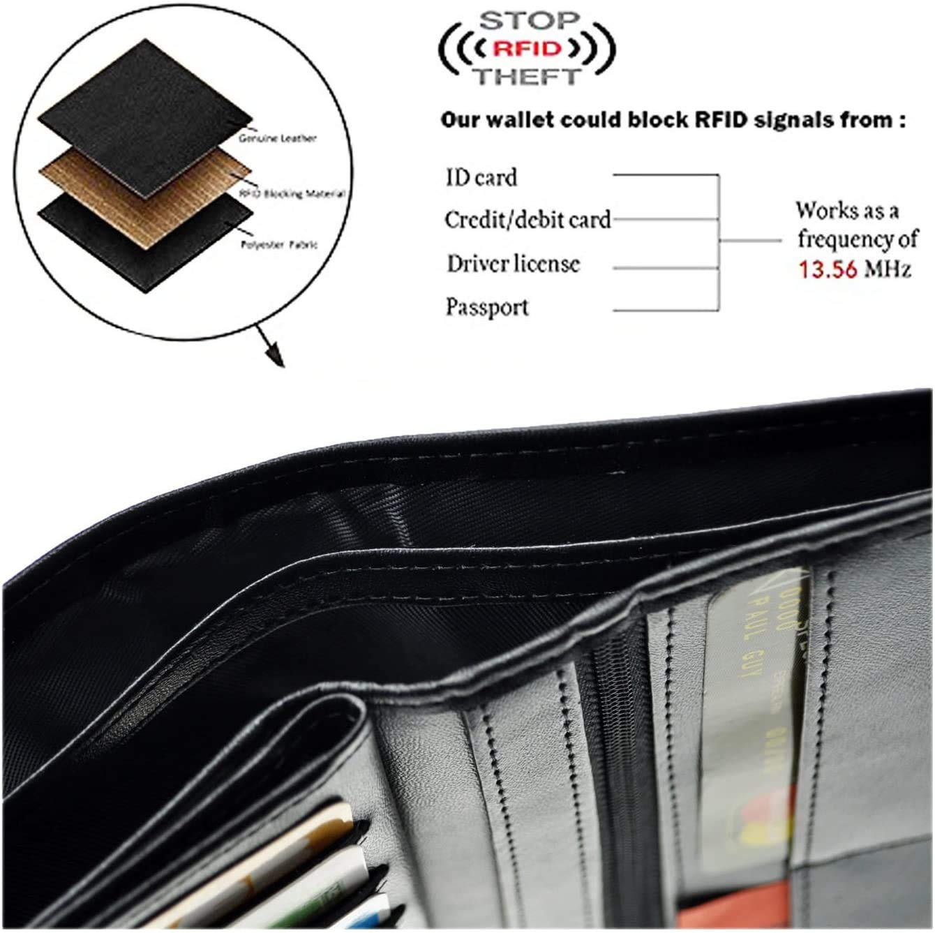 Charmoni Cartera de piel con protección RFID y bloqueo para hombre, 12v Rfid Negro, talla única